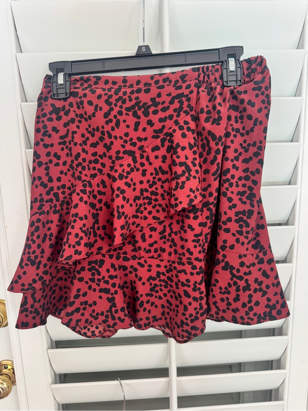 Red Leopard Print Ruffle Skirt - Women